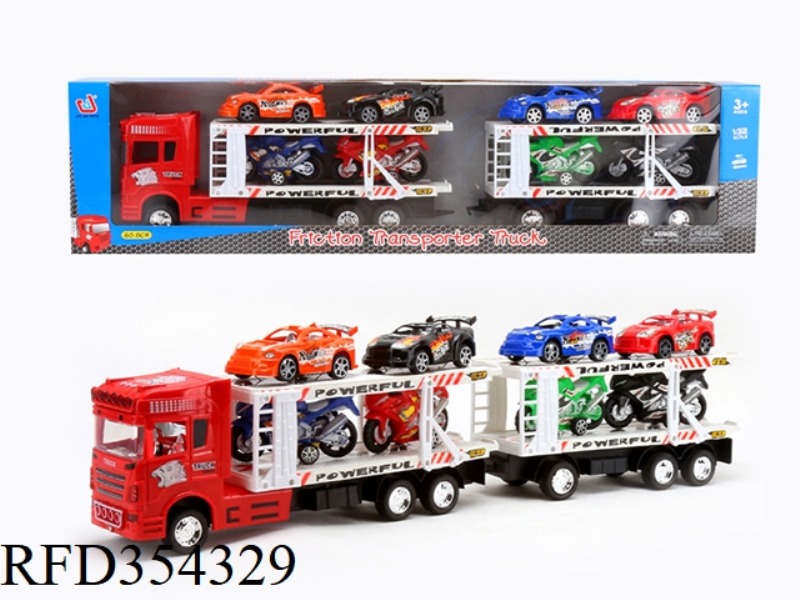 INERTIAL DOUBLE-DECK TRACTOR WITH 2 KNOTS (CARRYING 4 MOTORCYCLES AND 4 RACING CARS)