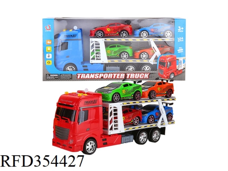 EARLY EDUCATION LIGHT AND SOUND INERTIAL TRANSPORTER (CARRYING 6 RACING CARS AND 4 BEACH MOTORCYCLES