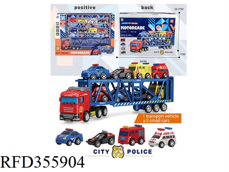 1 TRANSPORT VEHICLE + 8 POLICE CARS