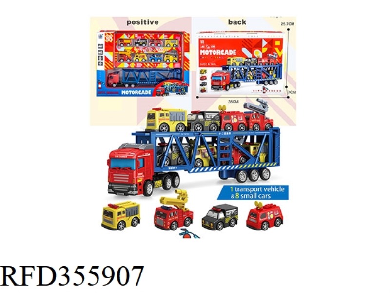 1 TRANSPORT TRUCK + 8 FIRE TRUCKS