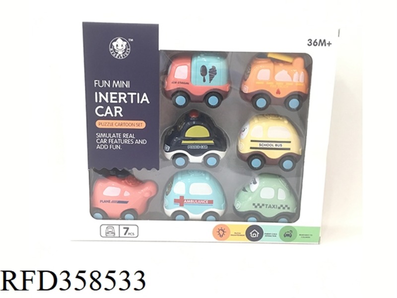 CARTOON INERTIA PIG CAR/7PCS