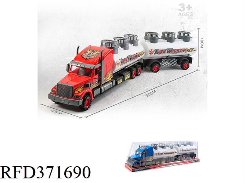 INERTIAL AMERICAN-HEADED TANK TRUCK, DOUBLE TRAILER