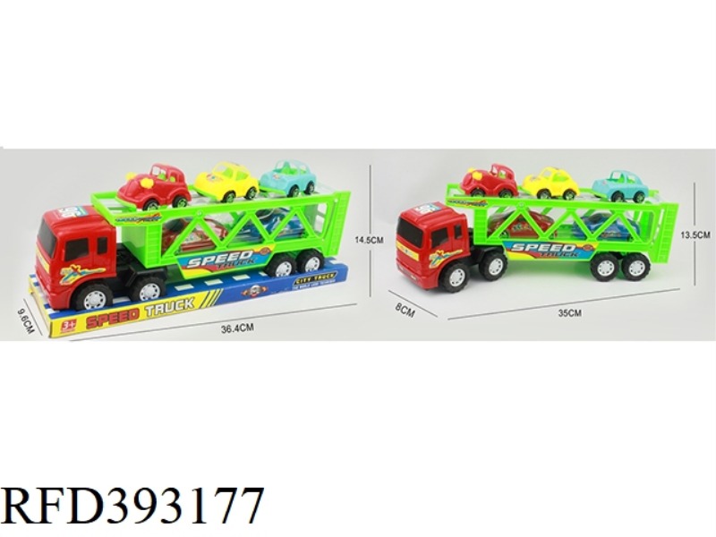 THE INERTIAL TRAILER CARRIES 2 SLIDING SPORTS CARS + 3 PULL-BACK CLASSIC CARS