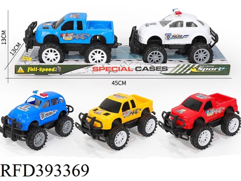 TWO TYPES OF INERTIAL OFF-ROAD PICKUP TRUCKS, TWO INERTIAL OFF-ROAD POLICE CARS