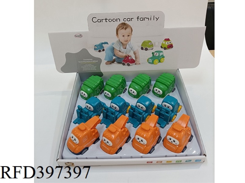 CARTOON FRICTION CAR 12PCS