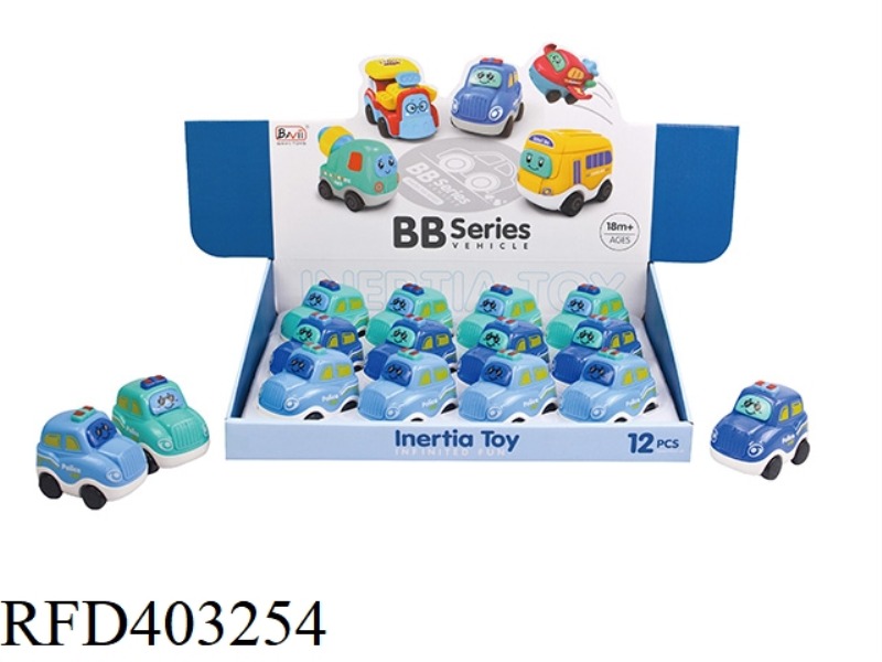 CARTOON INERTIAL POLICE CAR 12PCS