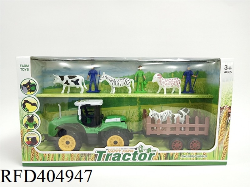 FARMER CART ANIMAL MAN AND COW HORSE SHEEP