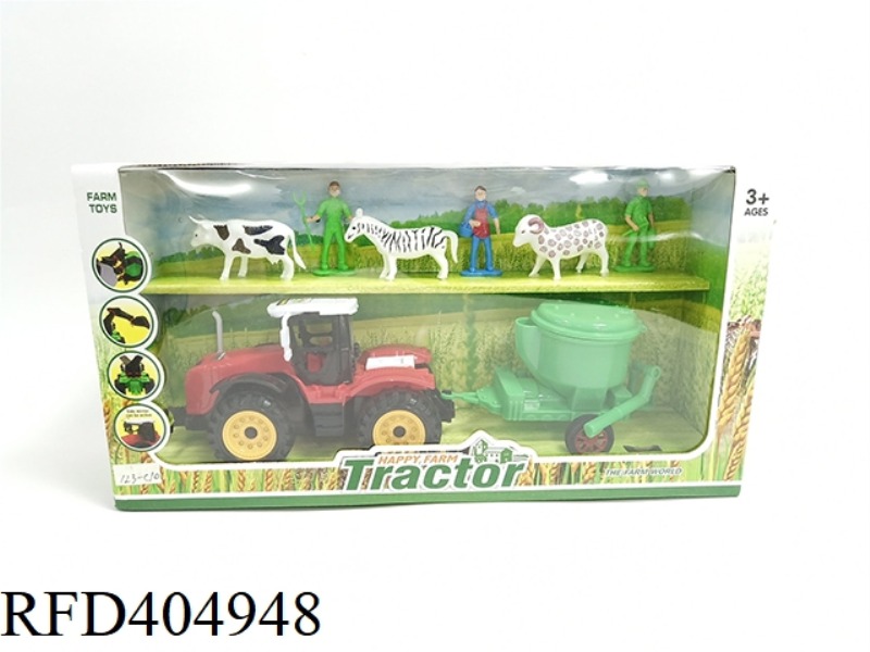 FARMER CART TOW FLOUR RICE MACHINE MAN AND COW HORSE SHEEP