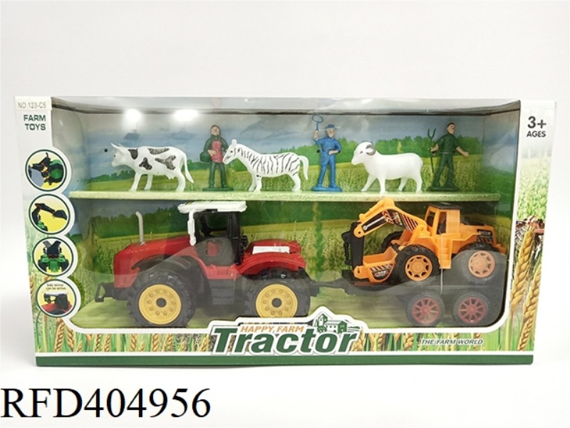FARMER TRUCK TOW ENGINEERING TRUCK MAN AND CATTLE, HORSES AND SHEEP
