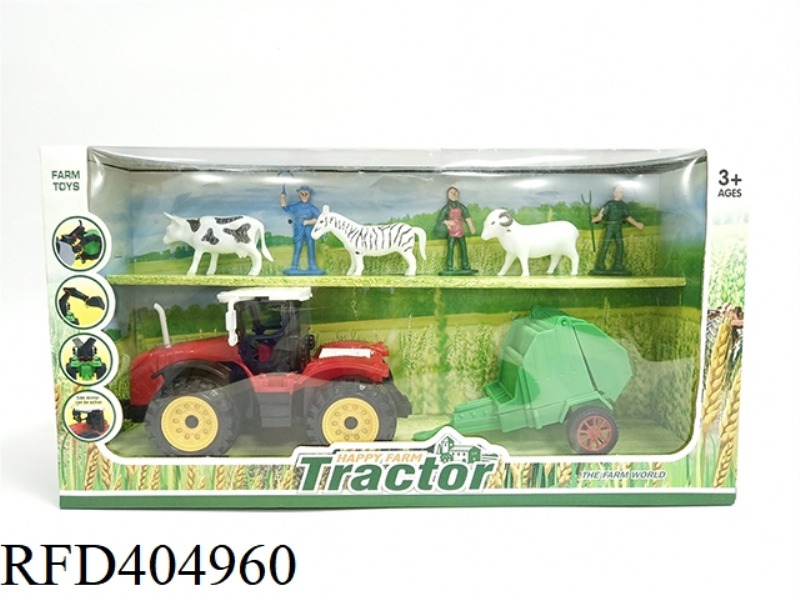 FARMER'S CART TOW FLOUR RICE MACHINE MAN AND CATTLE, HORSES AND SHEEP
