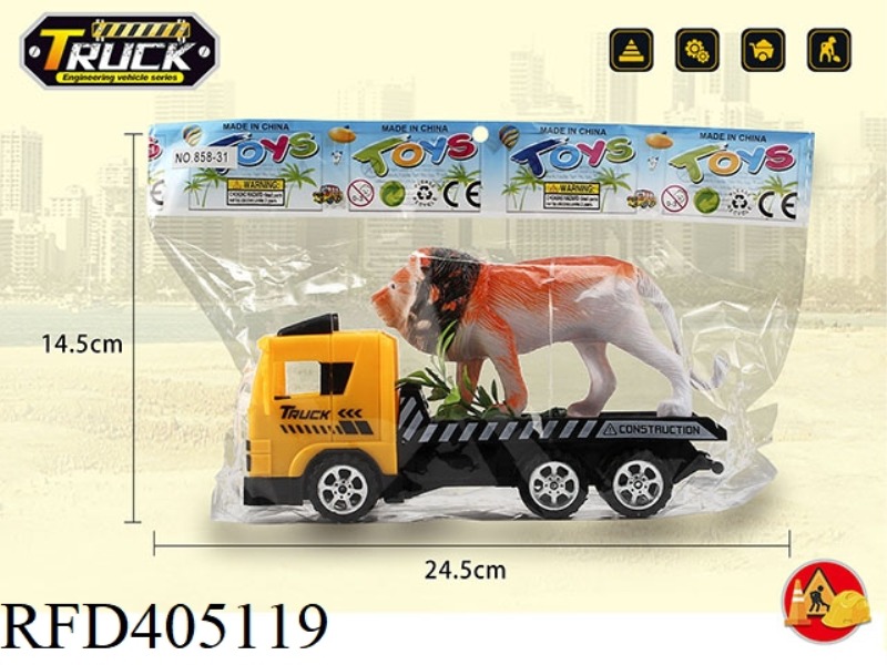 INERTIAL ENGINEERING FLATBED CAR WITH LION AND GRASS