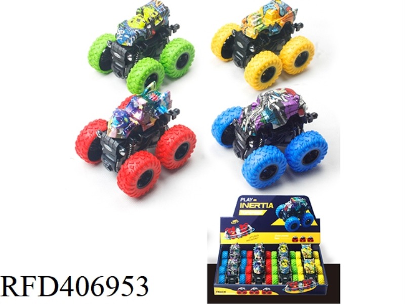 DYNAMIC BIG WHEEL GRAFFITI DOUBLE INERTIA SWING CAR (4 TYPES MIXED) 8PCS