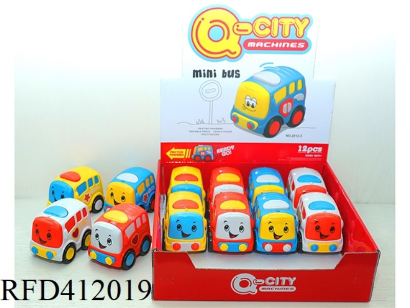 INERTIAL FOUR-COLOR CARTOON BUS 12PCS