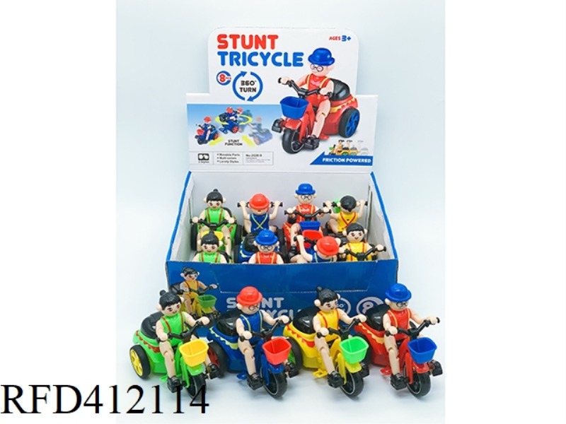 STUNT CARTOON TRICYCLE 8PCS