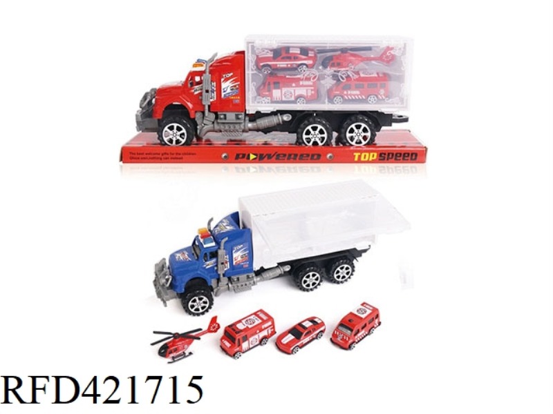 FRICTION CAR WITH 3PCS FIRE ENGINE+PLANE