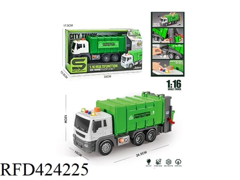 1:16 INERTIAL SANITATION VEHICLE WITH LIGHT AND MUSIC WITH AIR PRESSURE