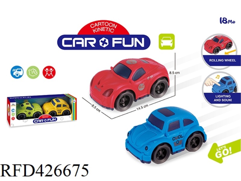 2 INERTIAL CARTOON CARS-WITH LIGHT AND SOUND