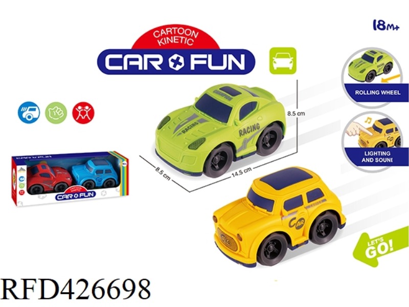 2 INERTIAL CARTOON CARS-WITH LIGHT AND SOUND