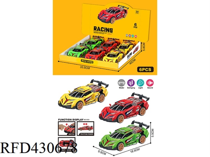 INERTIAL SOUND AND LIGHT SPORTS CAR 6PCS