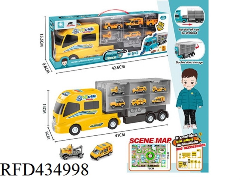 INERTIA ENGINEERING STORAGE TRUCK (WITH 6 ALLOY CARS + MAPS + ROAD SIGNS)