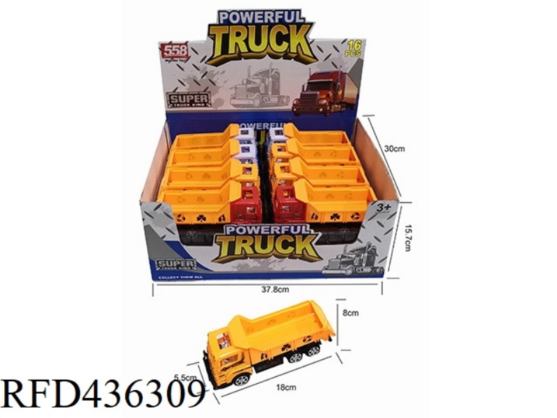 18CM INERTIAL TRACTOR ENGINEERING VEHICLE, 3 COLORS-RED/YELLOW/WHITE 16PCS