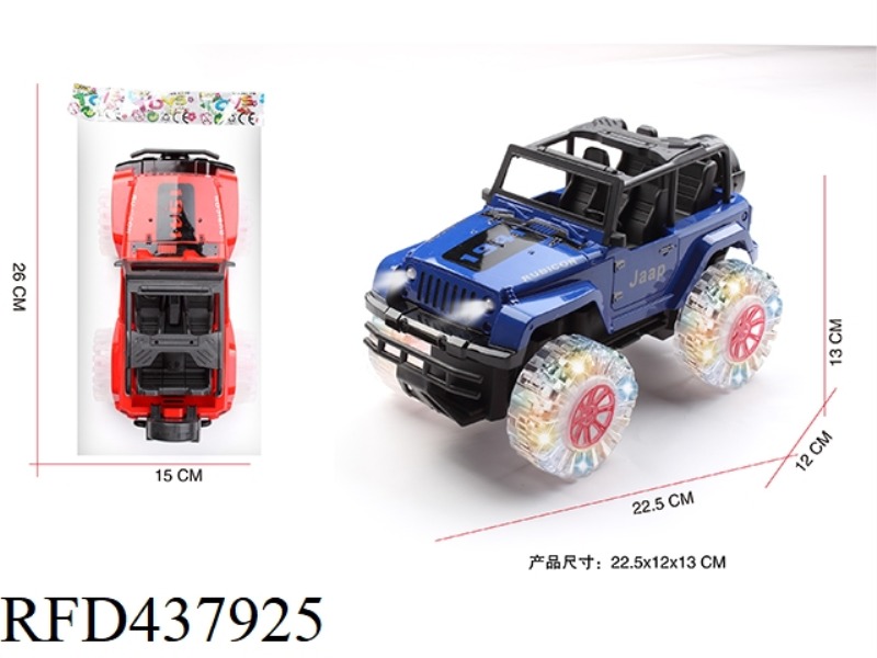1: 18 JEEP INERTIA SIMULATION VEHICLE WITH HEADLIGHTS AND FOUR-WHEEL COLORFUL LIGHTS