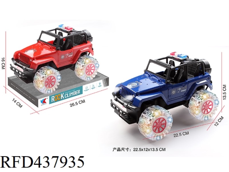 1: 18 JEEP INERTIA POLICE CAR WITH HEADLIGHTS AND FOUR-WHEEL COLORFUL LIGHTS