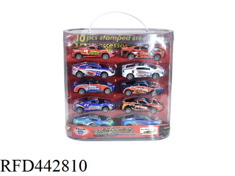 MIXED LOADING OF TIN CARS (1 RACING MAP / 9 ROAD SIGNS / 10 CARS / BARREL)