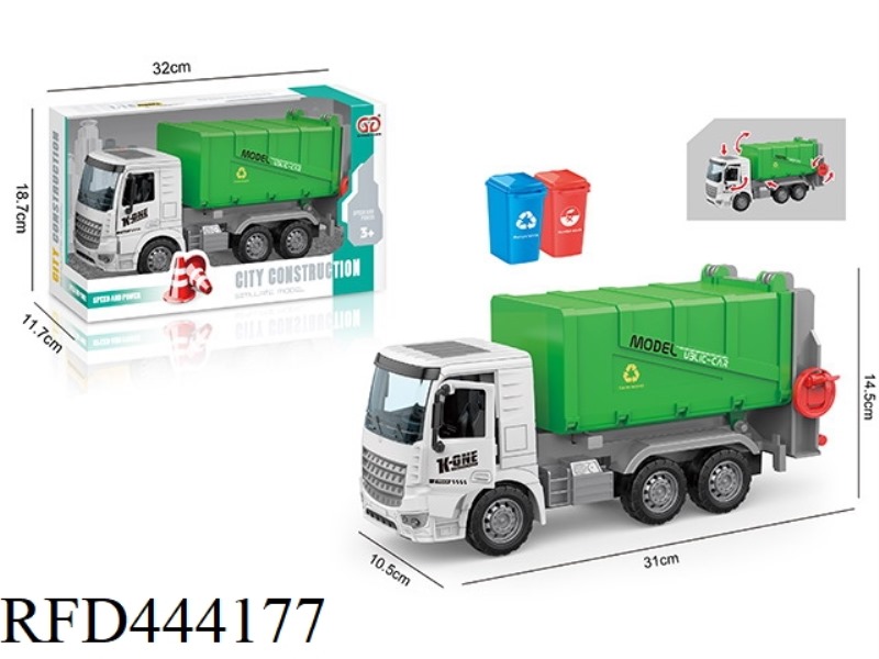 INERTIA OPENABLE GARBAGE TRUCK (EQUIPPED WITH 2 GARBAGE CANS)