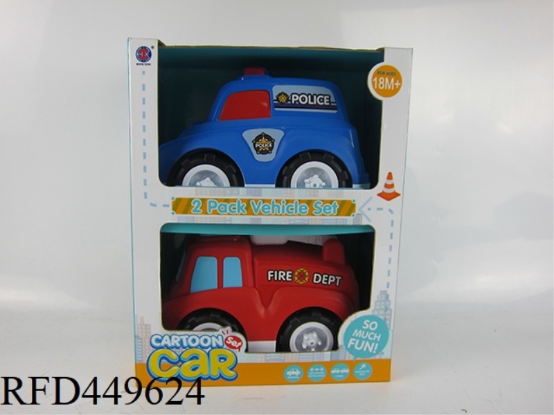 FIRE TRUCK + POLICE CAR 2 PACKS