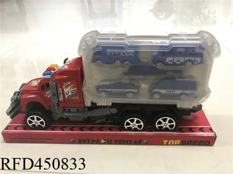 INERTIAL CAR STORAGE BOX WITH 4 POLICE CARS + PLANE