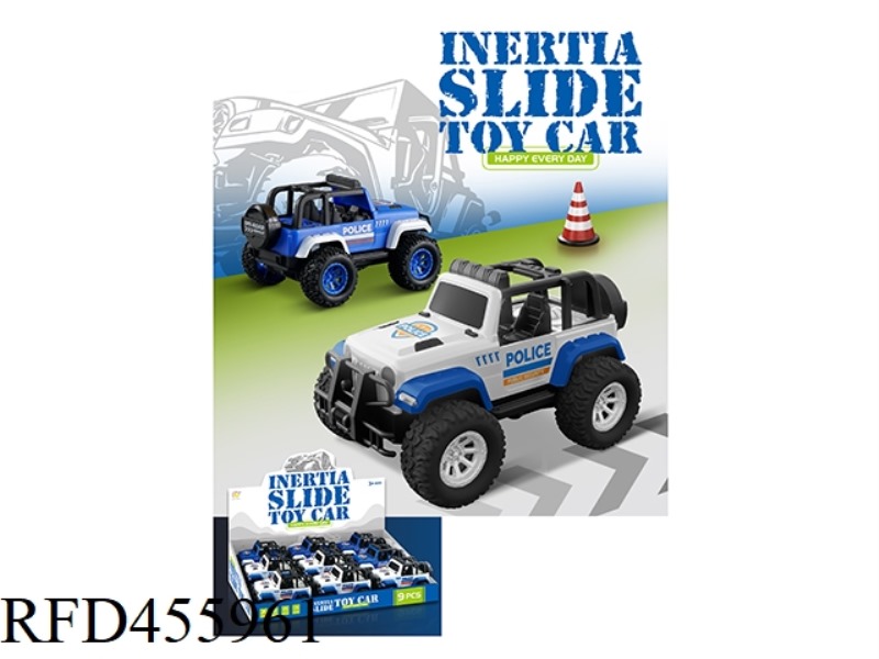 INERTIAL POLICE VEHICLE (MIXED LOADING OF TWO COLORS) 9PCS