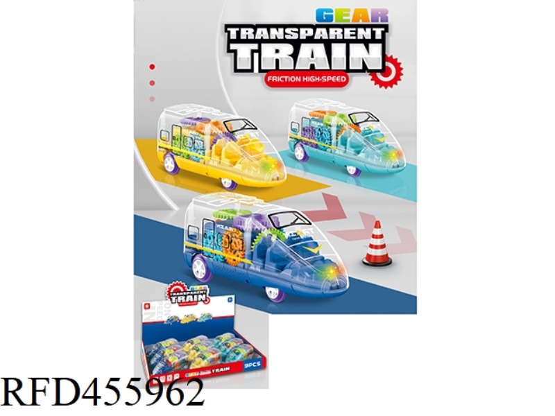 GEAR LIGHT TRANSPARENT INERTIA VEHICLE (THREE COLOR MIXED LOADING) 9PCS