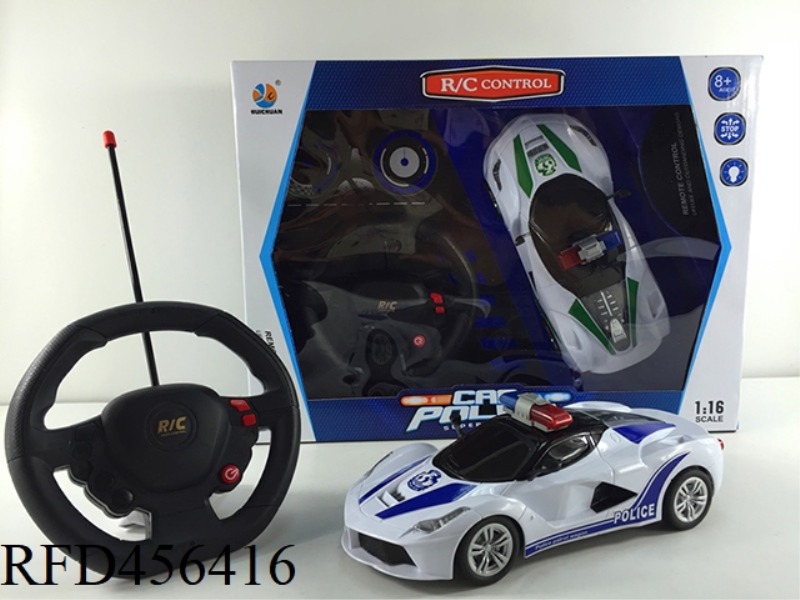1:16 GRAVITY SENSING STEERING WHEEL FERRARI POLICE CAR BLACK WINDOWS