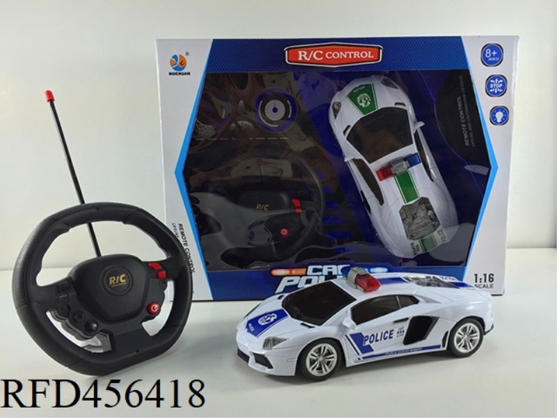 1:16 GRAVITY SENSING STEERING WHEEL LAMBORGHINI POLICE CAR BLACK WINDOWS