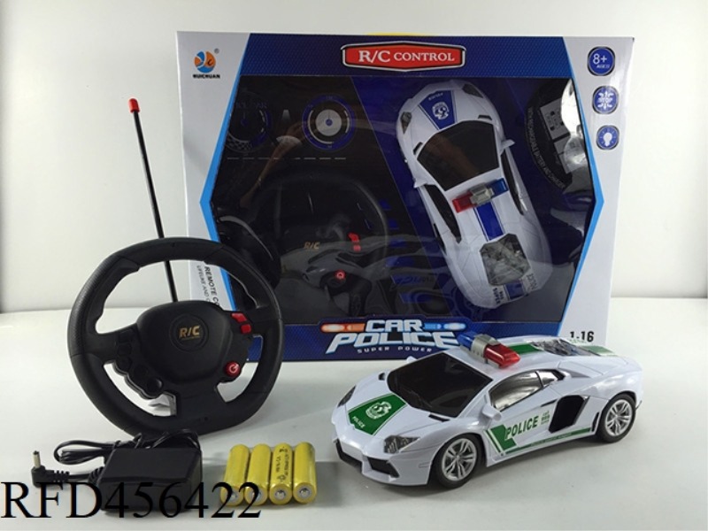 1:16 GRAVITY SENSING STEERING WHEEL LAMBORGHINI POLICE CAR BLACK WINDOWS