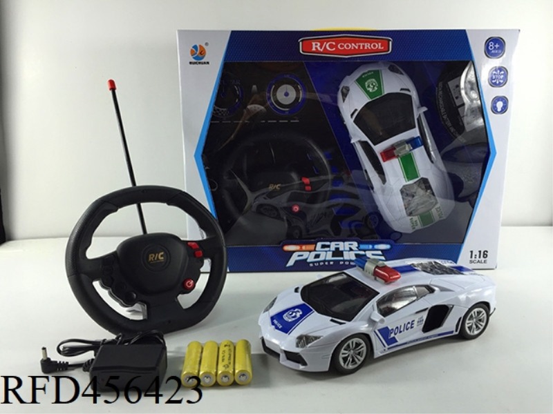 1:16 GRAVITY SENSING STEERING WHEEL LAMBORGHINI POLICE CAR OPEN WINDOW SEAT