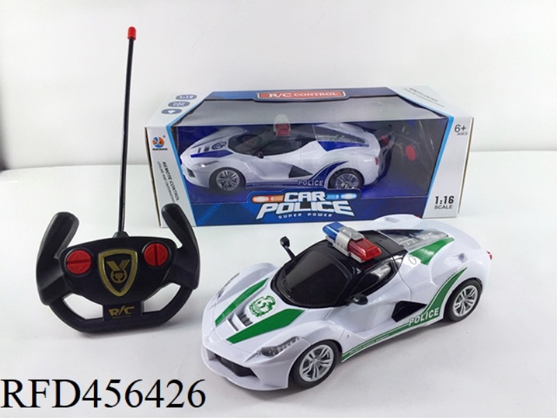 1:16 FOUR-CHANNEL LIGHT REMOTE CONTROL FERRARI POLICE CAR BLACK WINDOW
