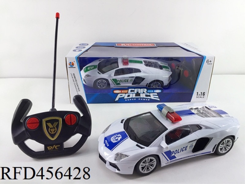 1:16 FOUR-CHANNEL LIGHT REMOTE CONTROL LAMBORGHINI POLICE CAR BRIGHT WINDOW SEAT