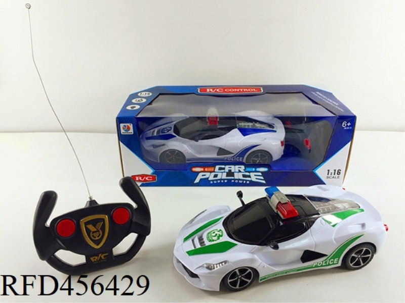 1:16 TWO-CHANNEL LIGHT REMOTE CONTROL FERRARI POLICE CAR BLACK WINDOW