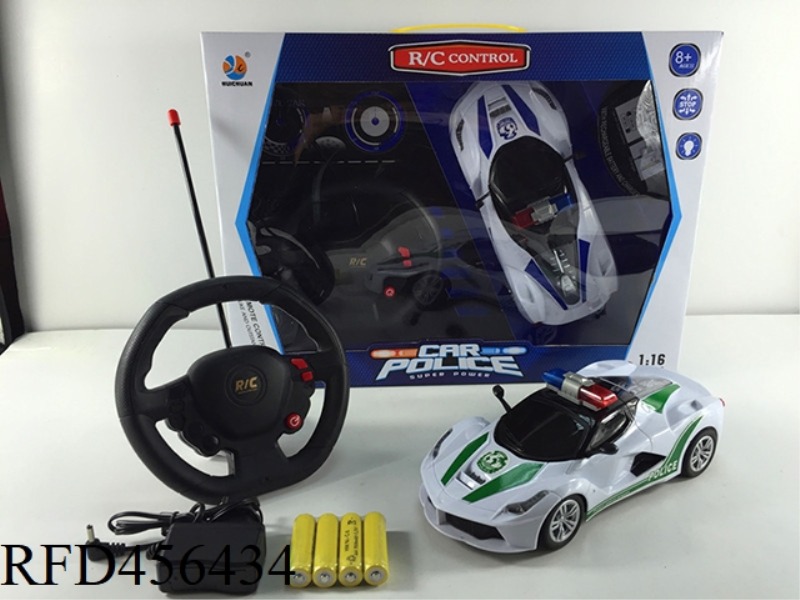 1:16 GRAVITY SENSING STEERING WHEEL FERRARI POLICE CAR BLACK WINDOWS
