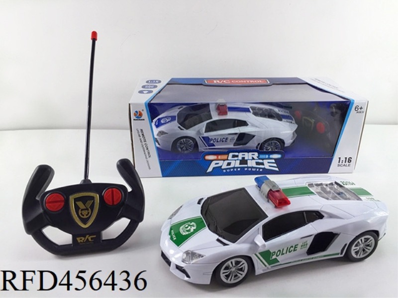 1:16 FOUR-CHANNEL LIGHT REMOTE CONTROL LAMBORGHINI POLICE CAR BLACK WINDOW