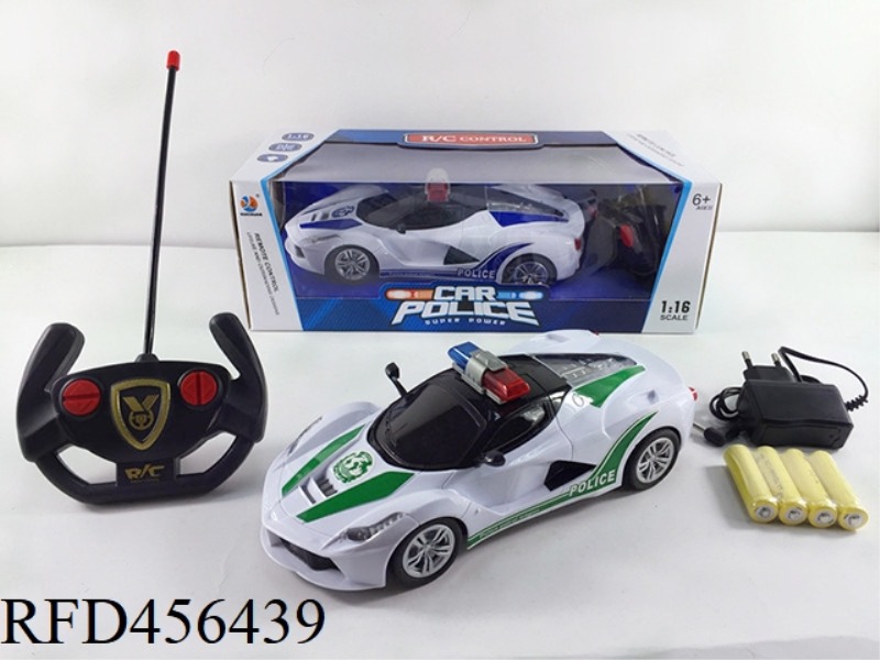 1:16 FOUR-CHANNEL LIGHT REMOTE CONTROL FERRARI POLICE CAR BLACK WINDOW