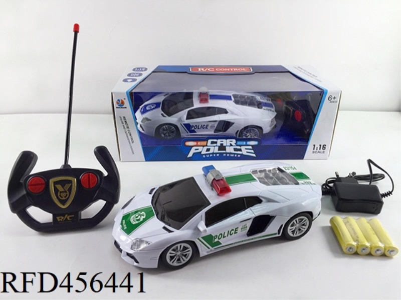 1:16 FOUR-CHANNEL LIGHT REMOTE CONTROL LAMBORGHINI POLICE CAR BLACK WINDOW