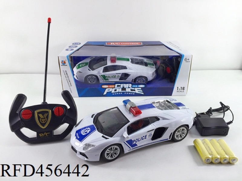 1:16 FOUR-CHANNEL LIGHT REMOTE CONTROL LAMBORGHINI POLICE CAR BRIGHT WINDOW SEAT