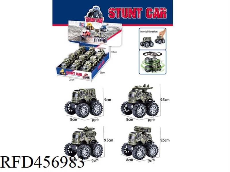 SINGLE INERTIA STUNT MILITARY VEHICLE 12PCS