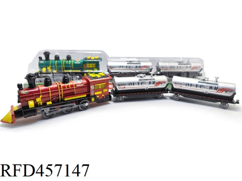 CLASSICAL INERTIA LOCOMOTIVE TOWING TWO OIL TANKS