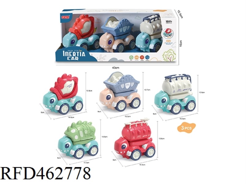 INERTIA 4WD DINOSAUR CAR (5 TYPES OF RANDOM MIXED PACKAGING) 6 PCS / DISPLAY BOX