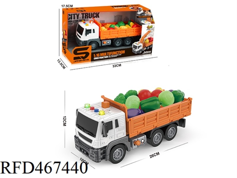 1: 16 INERTIA FRUIT TRUCK WITH LIGHT, MUSIC AND AIR PRESSURE