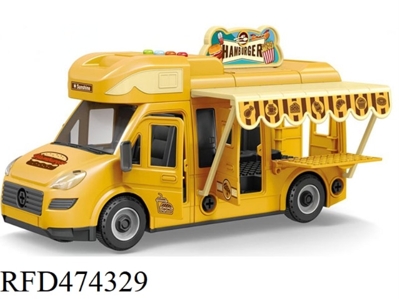 DISASSEMBLY AND ASSEMBLY OF SOUND AND LIGHT INERTIAL MODEL CAR HAMBURGER CAR SALES CAR (SET)